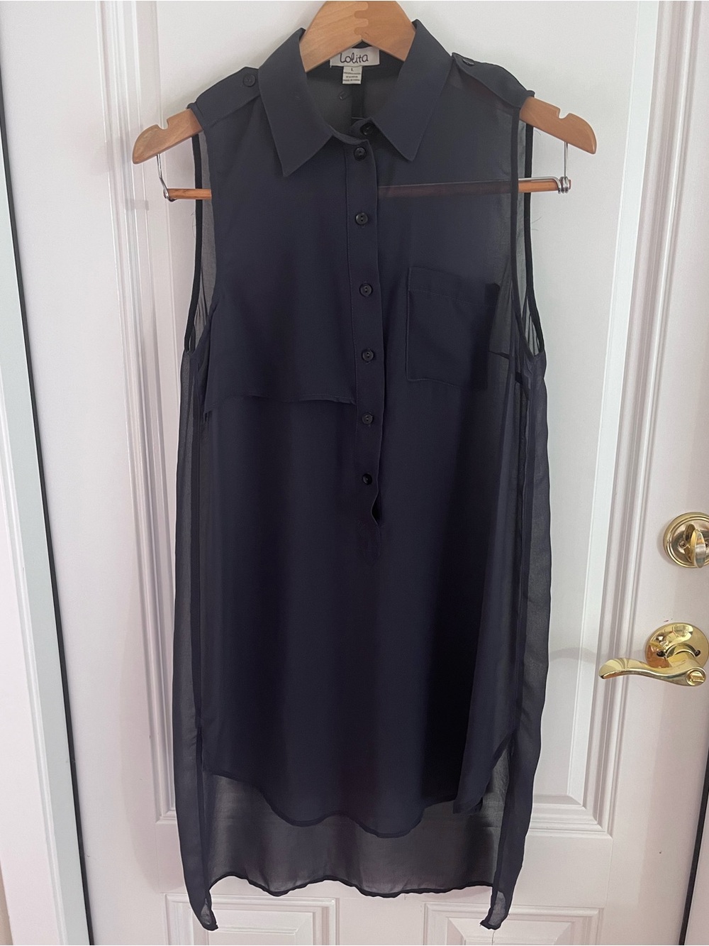 Lolita Navy Sheer Sleeveless Tunic